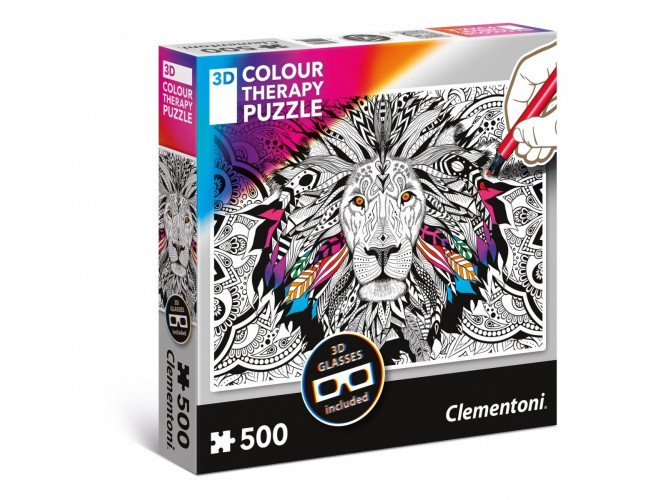 3D COLOR THERAPY Lew 500 elementówPuzzle Clementoni35051